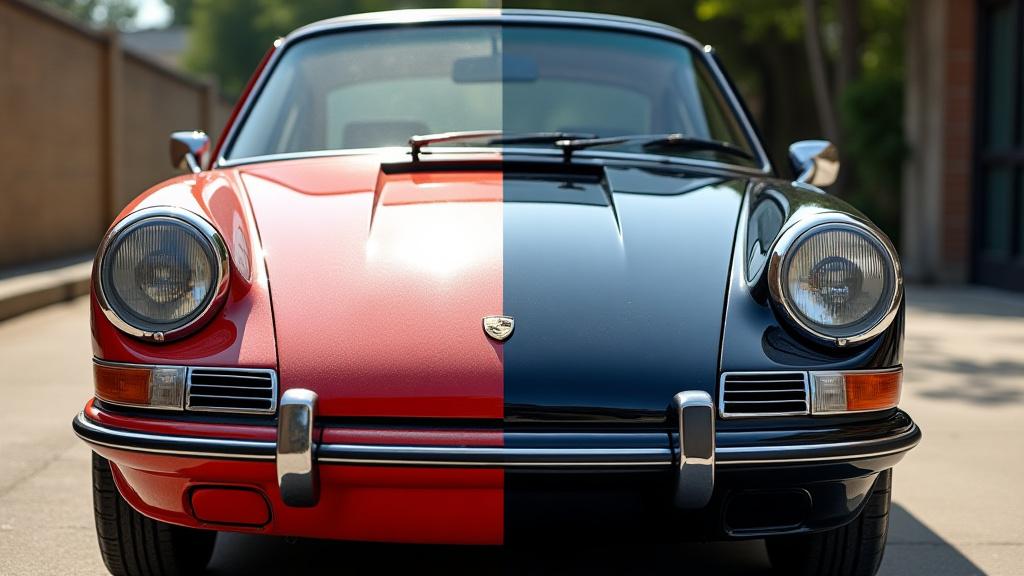 Comparaison avant et après detailing sur une Porsche